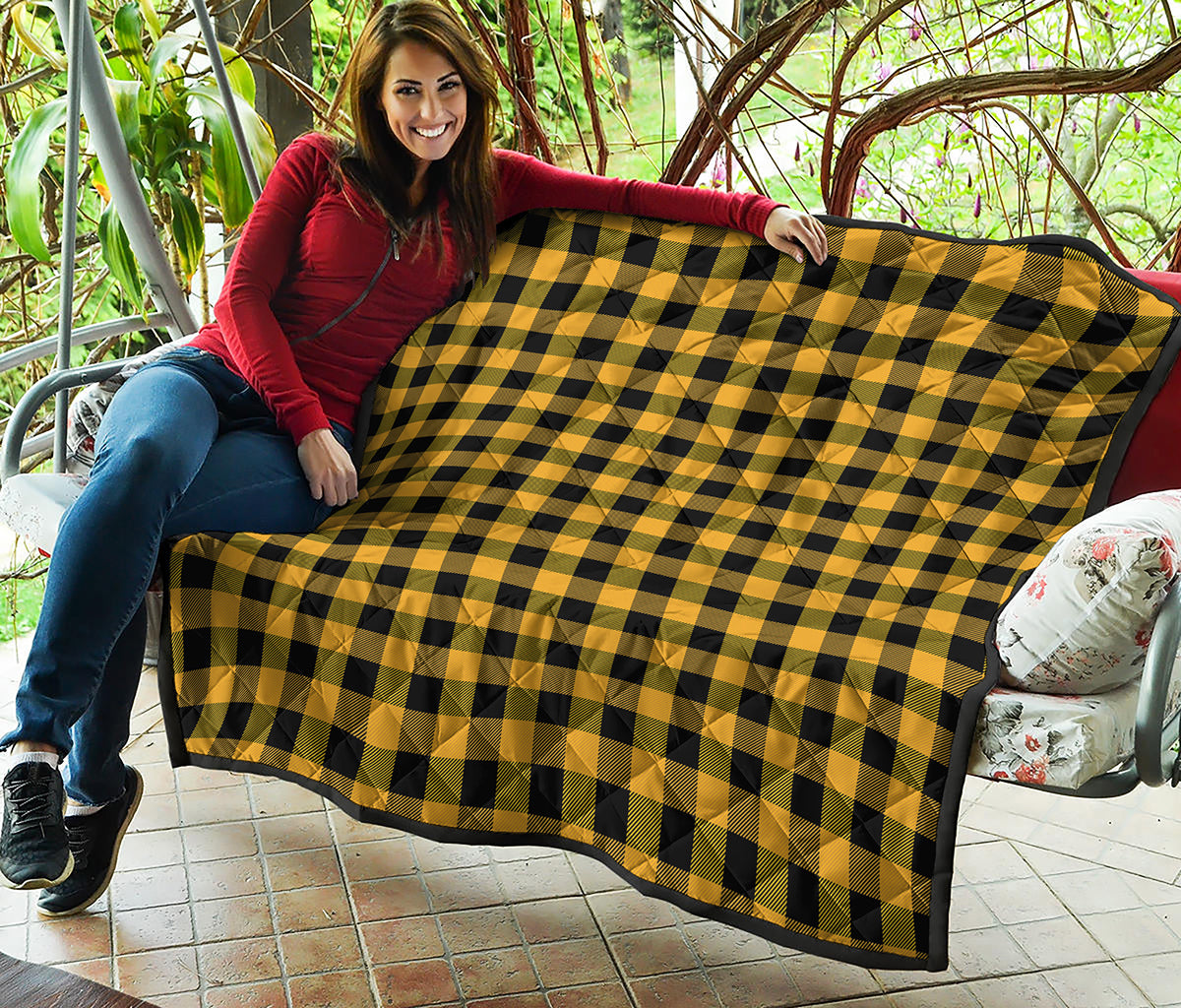 Fire Yellow Buffalo Check Pattern Print Quilt