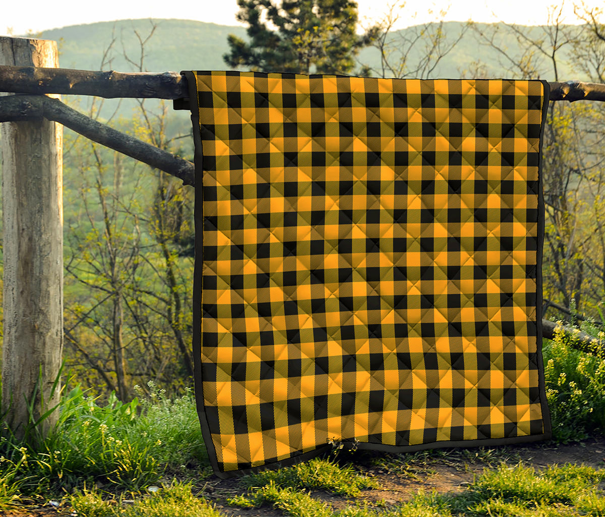 Fire Yellow Buffalo Check Pattern Print Quilt