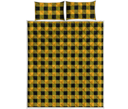 Fire Yellow Buffalo Check Pattern Print Quilt Bed Set