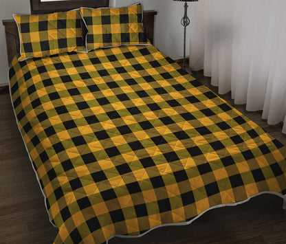 Fire Yellow Buffalo Check Pattern Print Quilt Bed Set