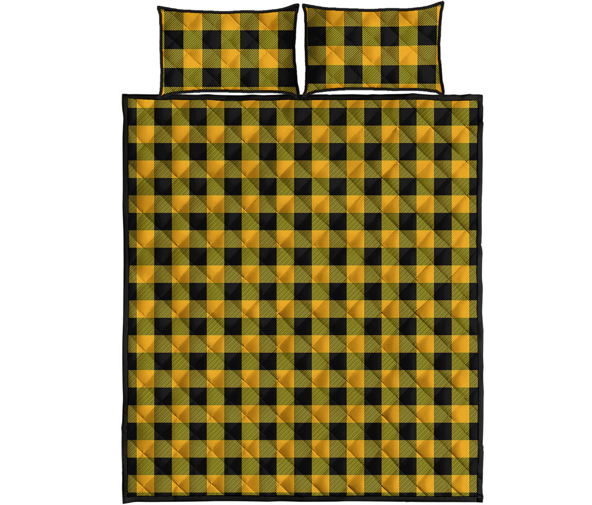 Fire Yellow Buffalo Check Pattern Print Quilt Bed Set
