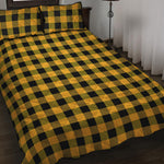 Fire Yellow Buffalo Check Pattern Print Quilt Bed Set