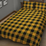 Fire Yellow Buffalo Check Pattern Print Quilt Bed Set