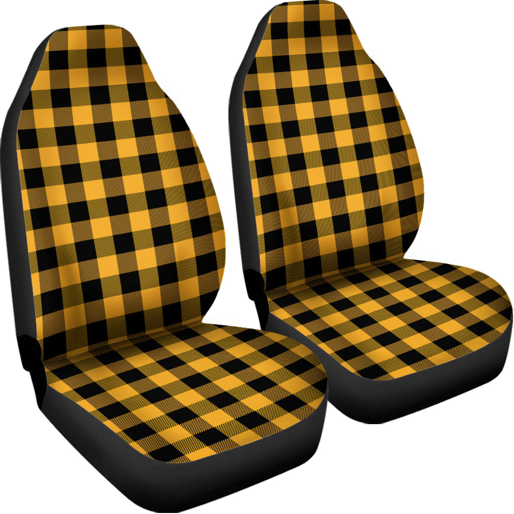 Fire Yellow Buffalo Check Pattern Print Universal Fit Car Seat Covers