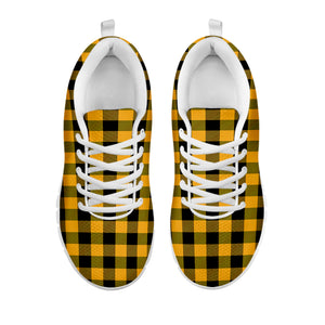 Fire Yellow Buffalo Check Pattern Print White Sneakers