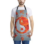 Fire Yin Yang Chinese Zodiac Print Apron