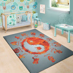 Fire Yin Yang Chinese Zodiac Print Area Rug