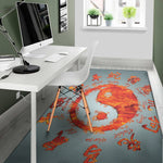 Fire Yin Yang Chinese Zodiac Print Area Rug