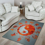Fire Yin Yang Chinese Zodiac Print Area Rug