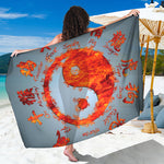 Fire Yin Yang Chinese Zodiac Print Beach Sarong Wrap