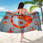 Fire Yin Yang Chinese Zodiac Print Beach Sarong Wrap