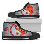 Fire Yin Yang Chinese Zodiac Print Black High Top Shoes