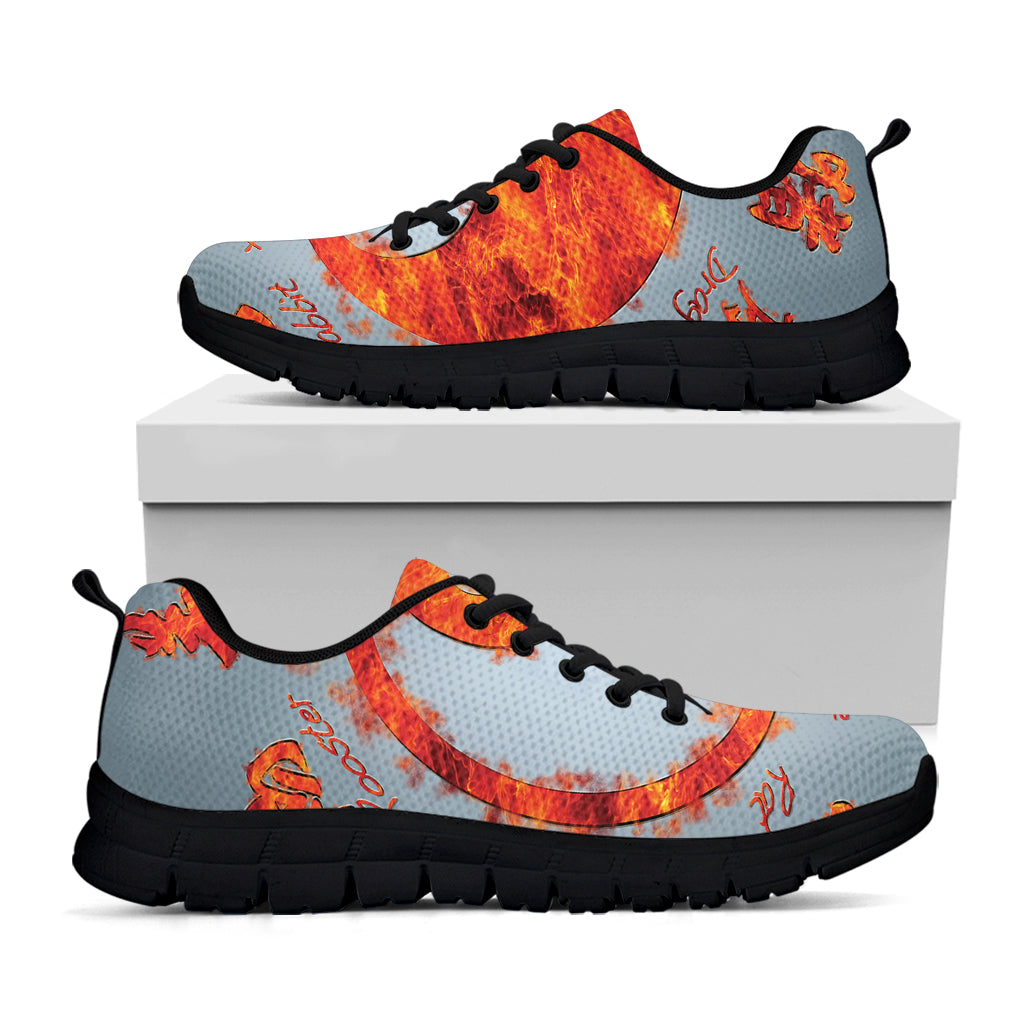 Fire Yin Yang Chinese Zodiac Print Black Sneakers