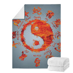 Fire Yin Yang Chinese Zodiac Print Blanket