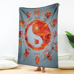 Fire Yin Yang Chinese Zodiac Print Blanket