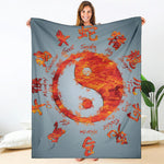 Fire Yin Yang Chinese Zodiac Print Blanket