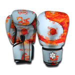 Fire Yin Yang Chinese Zodiac Print Boxing Gloves