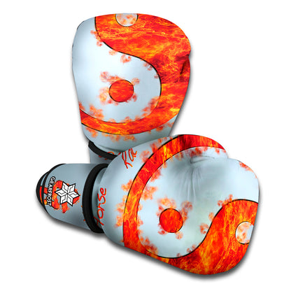 Fire Yin Yang Chinese Zodiac Print Boxing Gloves