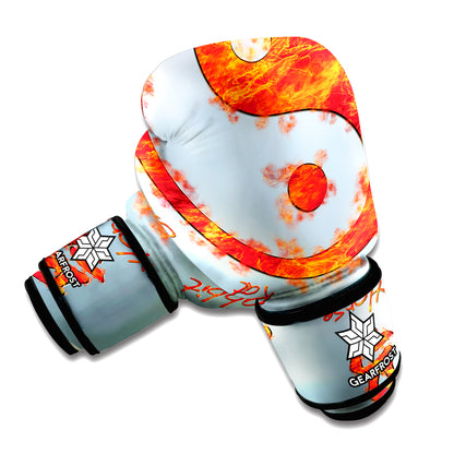 Fire Yin Yang Chinese Zodiac Print Boxing Gloves