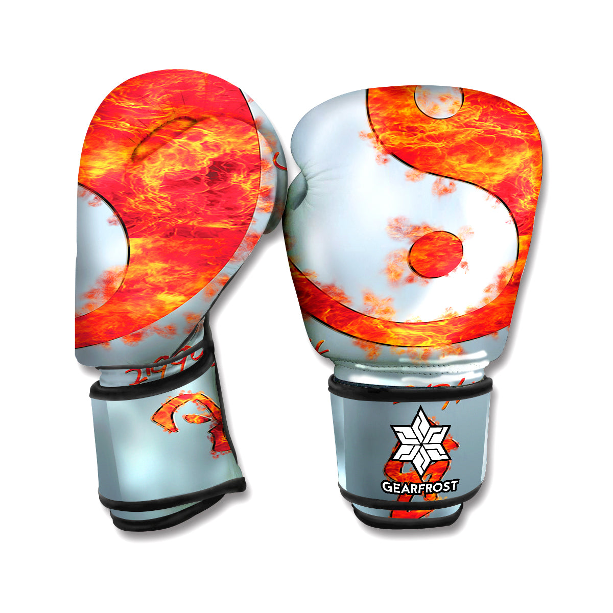 Fire Yin Yang Chinese Zodiac Print Boxing Gloves