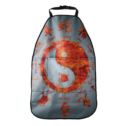 Fire Yin Yang Chinese Zodiac Print Car Seat Organizers