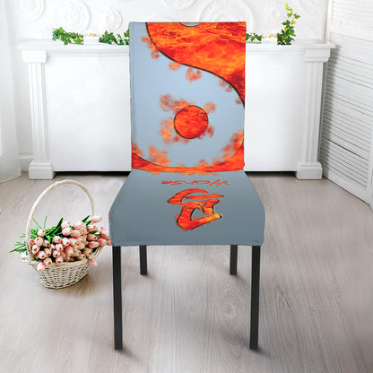 Fire Yin Yang Chinese Zodiac Print Dining Chair Slipcover