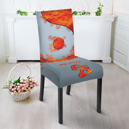 Fire Yin Yang Chinese Zodiac Print Dining Chair Slipcover