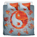 Fire Yin Yang Chinese Zodiac Print Duvet Cover Bedding Set