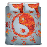 Fire Yin Yang Chinese Zodiac Print Duvet Cover Bedding Set