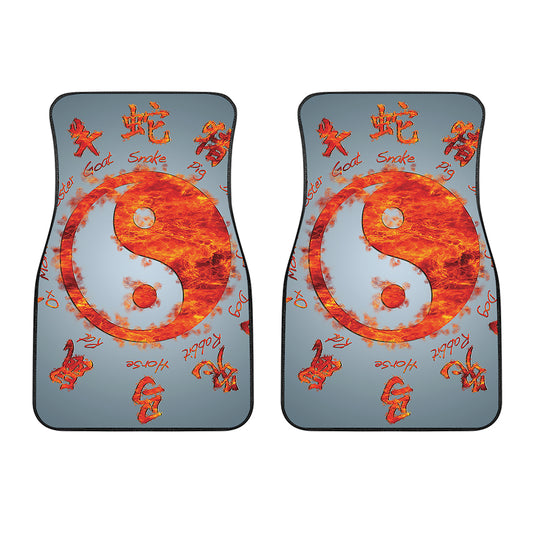 Fire Yin Yang Chinese Zodiac Print Front Car Floor Mats