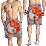 Fire Yin Yang Chinese Zodiac Print Men's Shorts
