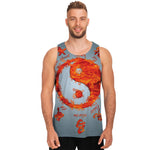 Fire Yin Yang Chinese Zodiac Print Men's Tank Top