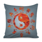 Fire Yin Yang Chinese Zodiac Print Pillow Cover