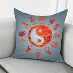 Fire Yin Yang Chinese Zodiac Print Pillow Cover