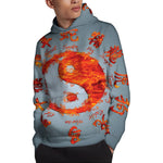Fire Yin Yang Chinese Zodiac Print Pullover Hoodie