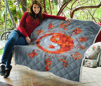 Fire Yin Yang Chinese Zodiac Print Quilt