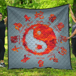 Fire Yin Yang Chinese Zodiac Print Quilt