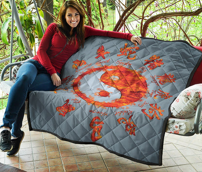 Fire Yin Yang Chinese Zodiac Print Quilt