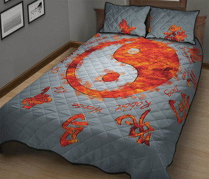 Fire Yin Yang Chinese Zodiac Print Quilt Bed Set
