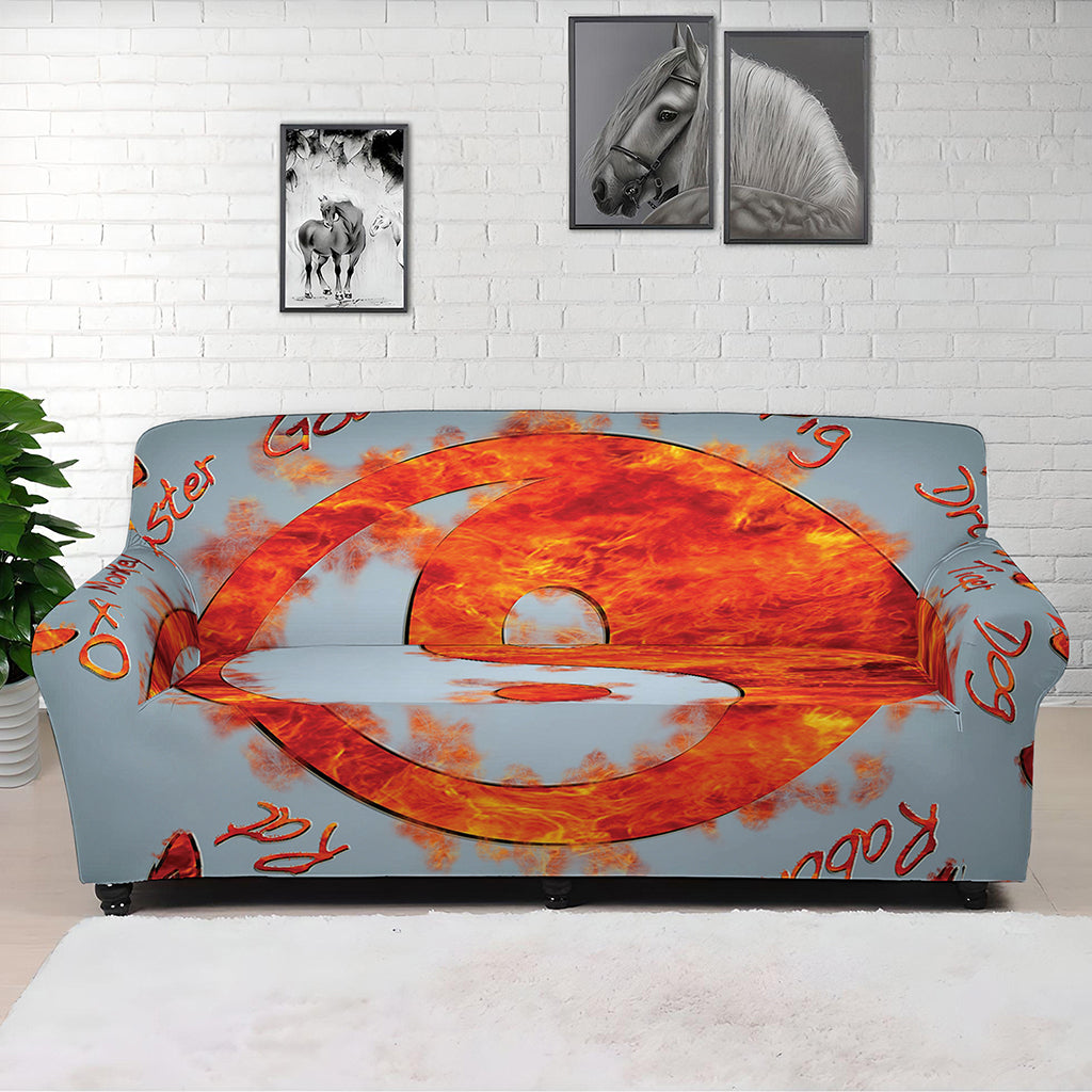 Fire Yin Yang Chinese Zodiac Print Sofa Cover