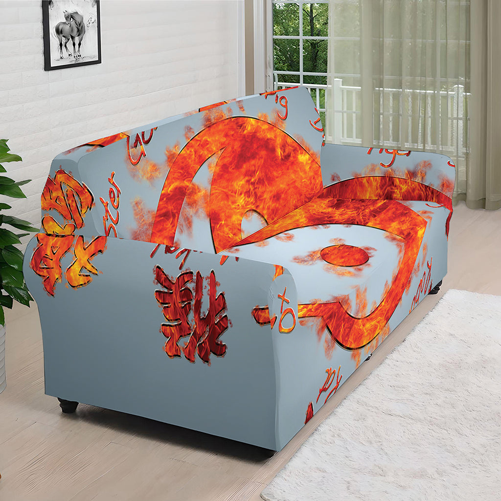 Fire Yin Yang Chinese Zodiac Print Sofa Cover