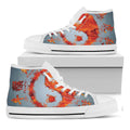 Fire Yin Yang Chinese Zodiac Print White High Top Sneakers
