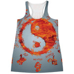 Fire Yin Yang Chinese Zodiac Print Women's Racerback Tank Top