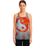 Fire Yin Yang Chinese Zodiac Print Women's Racerback Tank Top