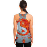 Fire Yin Yang Chinese Zodiac Print Women's Racerback Tank Top