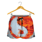 Fire Yin Yang Chinese Zodiac Print Women's Shorts