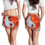 Fire Yin Yang Chinese Zodiac Print Women's Shorts