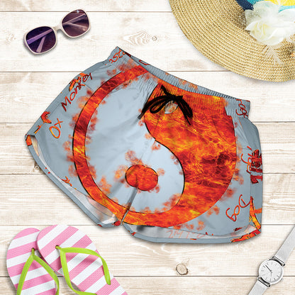 Fire Yin Yang Chinese Zodiac Print Women's Shorts