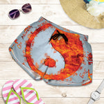 Fire Yin Yang Chinese Zodiac Print Women's Shorts