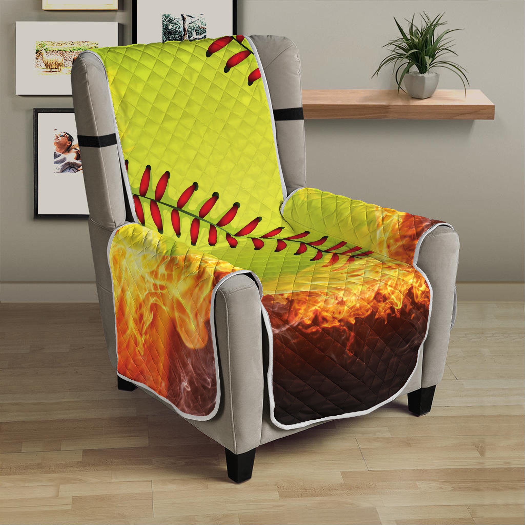 Fireball Softball Print Armchair Protector